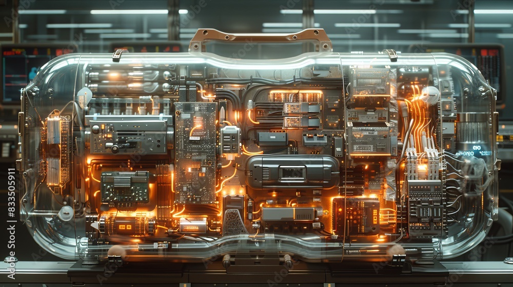 Computer Inside Machin Showcase the intricate components of electronic equipment inside a ...