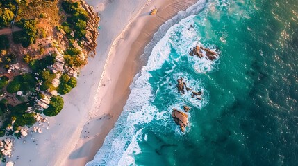 Wall Mural - Aerial view of Llandudno beach in Cape Town, South Africa
