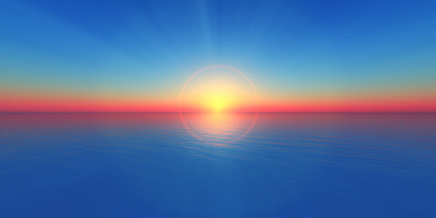 Wall Mural - sunset horizon at sea illustration