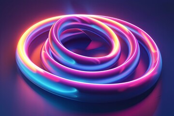 Poster - A group of neon colored lights creating a colorful and dynamic visual display against a dark background