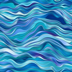 Wall Mural - Abstract Blue Wavy Lines Pattern Background Design
