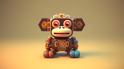 Sticker - Chimpanzee Toy Robot 3d