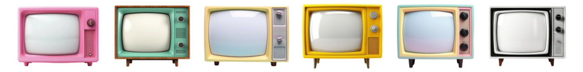 Wall Mural - colorful vintage television devices set