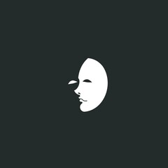 The black and white two face illustration logo is a color taken to depict 2 personalities