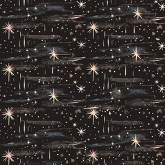 Wall Mural - Enchanting Celestial Patterns on Dark Background Illustration