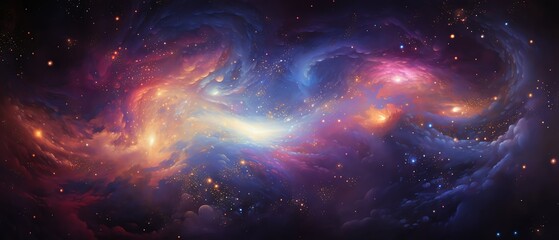 distant galaxy with swirling stars, deep space shot, vibrant colors, vast and mysterious, rich blues