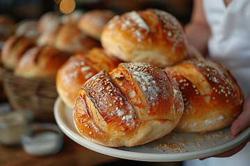 Wall Mural - Fresh baked crispy buns