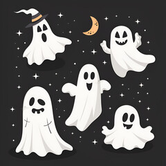 Wall Mural - funny ghosts for halloween