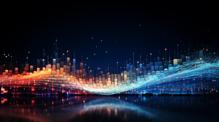 Fototapete - Network background with shine light of line and dot conncetion. Abstract technology background