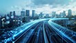 © chartchai - A city street with a train running down it by AI generated image