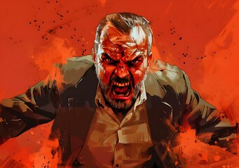 Wall Mural - Angry Man Portrait Illustration