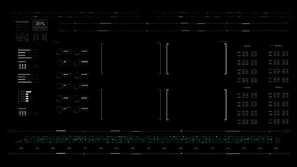 Wall Mural - Universal Technology Line and frame Video overlay Futuristic HUD Head up display interface template with basic geometry line element. Video template widescreen aspect ratio