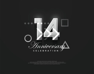 Wall Mural - 14th anniversary number, modern elegant and simple. Premium vector background for greeting and celebration.