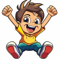 Wall Mural - Happy Cheering Boy Cartoon Mascot Character