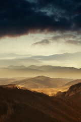 Wall Mural - sunset light over the mountains, dramatic landscape