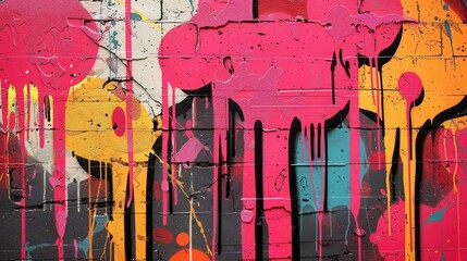 Poster - Vibrant abstract art background with layered graffiti inspired dripping paint aesthetics creating a dynamic modern and urban style composition