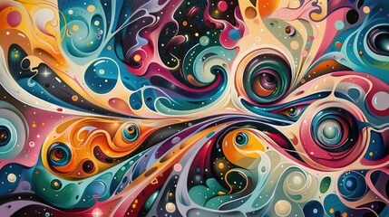 Poster - Captivating abstract artwork featuring a dynamic and mesmerizing display of vibrant swirling colors and patterns showcasing the techniques and creativity of graffiti and aerosol art