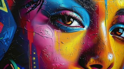 Poster - Vibrant Street Art Culture Depicted Through Iconic Graffiti Styles and Vivid Colors Expressive urban wall art with dynamic patterns bold graphics and a contemporary aesthetic