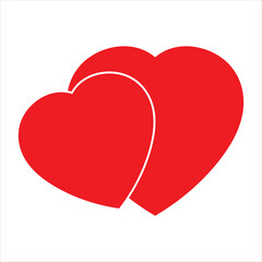 Two connected hearts icon. Love symbol. Red heart. isolated on white background. vector illustration. EPS 10/AI