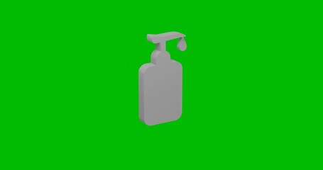 Poster - Animation of rotation of a white liquid soap symbol with shadow. Simple and complex rotation. Seamless looped 4k animation on green chroma key background