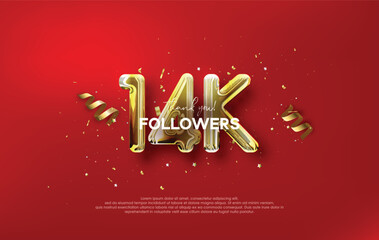 Wall Mural - Thank you for the 41k14k followers with metallic gold balloons illustration.