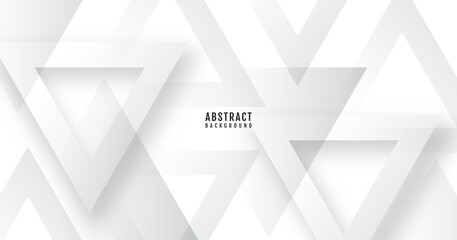 Poster - 3D white abstract background overlap layer on bright space with cutout shape effect decoration. Modern graphic design element triangles style concept for web banner, flyer, card, or brochure cover