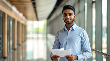 Poster - South Indian corporate man checking documents