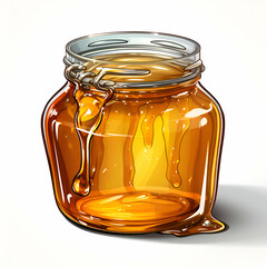 Wall Mural - Honey in a glass jar on a white background. 3d rendering