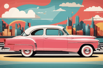 Wall Mural - wallpaper Visualize 50s illustration
