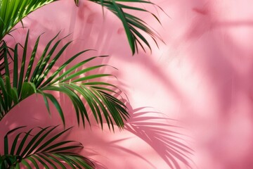 Sticker - A palm tree is in front of a pink wall