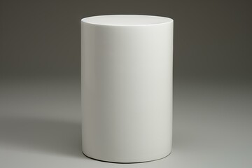 Poster - Minimalist white cylindrical pedestal on a neutral background, ideal for product showcases