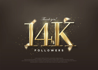 Wall Mural - Luxury gold thank you 14k followers. greetings and celebrations.