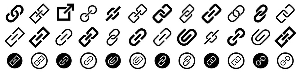 Poster - Link big icon set. Chain, link icon vector. External link. Attach link chain. Internet url icon symbol. Connection, attachment, connect, hyperlink, designInternet URL. Vector illustration.