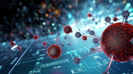 Poster - AI analyzes data to find a cure for AIDS. Anxious atmosphere The results help researchers develop new antiviral drugs.
