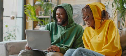 Wall Mural - The couple with laptop