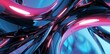 © wanna - 3D render, abstract background with colorful glass shapes and shiny curves in the style of a blue pink purple black white gradient