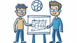 © Сергей Шипулин - Illustration. Characters discuss soccer playing schemes
