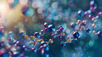 Poster - A detailed image of the molecular structure of a synthetic polymer, explaining its properties and applications