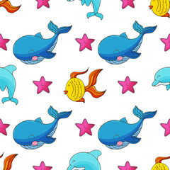 Poster - Creative marine seamless pattern