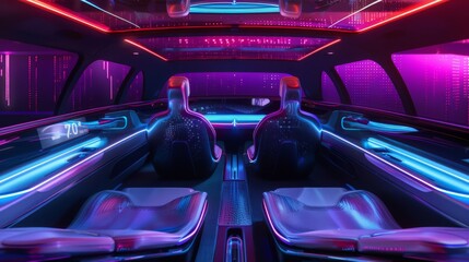 Poster - A future car equipped with AI personal assistants anticipates passengers' needs, offering entertainment, information
