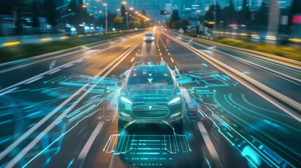 Poster - A future car's AI-driven maintenance system predicts and fixes issues before they become problems, ensuring seamless operation