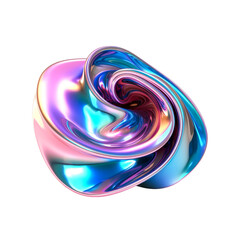 Poster - 3d fluid abstract metallic holographic colored shape png cutout transparent background