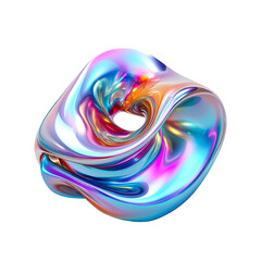 Canvas Print - 3d fluid abstract metallic holographic colored shape png cutout transparent background