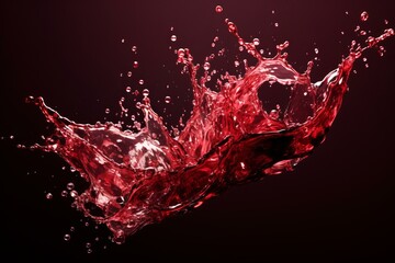 Poster - High-speed capture of a vibrant red liquid splashing, isolated on a dark, moody backdrop