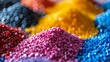 © Paul - Macro shot of plastic granules, emphasizing their role in the chemical industry and as petroleum-based products, under studio lighting