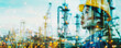© Chrixxi - Double exposure of female asian engineer wearing helmet on an oil production plant. With copy space.