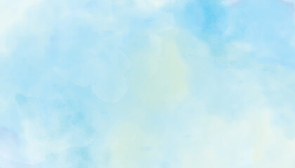 Wall Mural - Pastel blue watercolor texture background with space. Blue cloudy sky background. Beautiful grunge blue background with space.