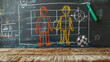 © Сергей Шипулин - Chalk Drawing of Soccer Strategy on Blackboard