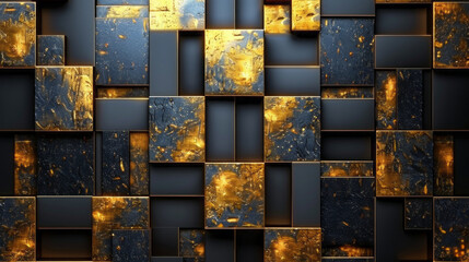 Poster - Wallpaper. Background. Geometric pattern with glowing golden highlights