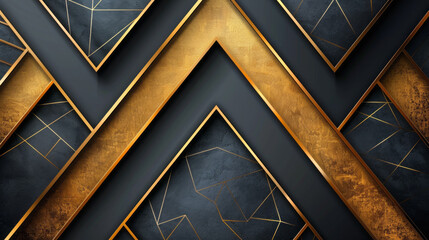 Poster - Wallpaper. Background. Geometric pattern with glowing golden highlights